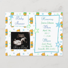 Es una invitación de Baby Shower para fotos de niñ