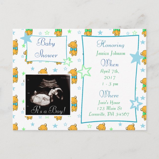 Es una invitación de Baby Shower para fotos de niñ (Anverso)