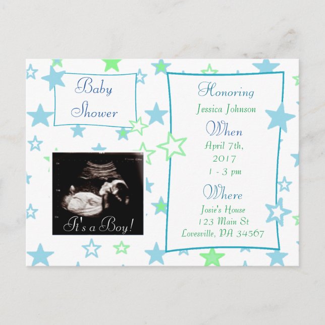 Es una invitación de Baby Shower para fotos de niñ (Anverso)