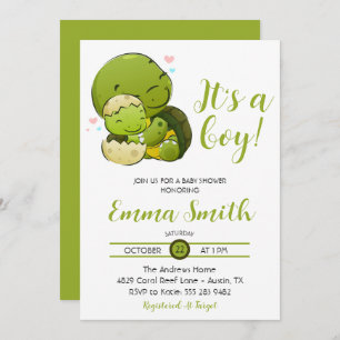 Es una invitación de Baby Shower para una tortuga 