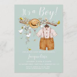 Es una invitación de boy Floral a Baby Shower