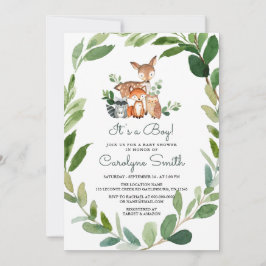 Es una invitación de Boy Woodland en Baby Shower