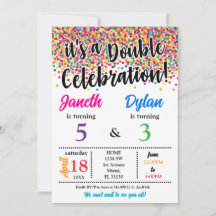 Es una invitación de cumpleaños de dos hermanos