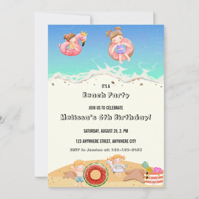 Es una invitación de cumpleaños para niños Fiestas (Anverso)