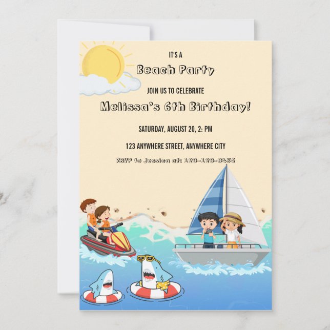 Es una invitación de cumpleaños para niños Fiestas (Anverso)