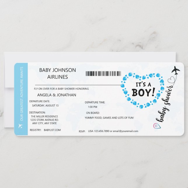 Es una invitación de ducha de niño bebé (Anverso)