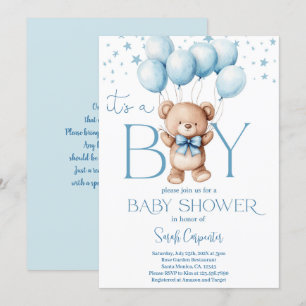 Es una invitación de niño oso Baby Shower Boy