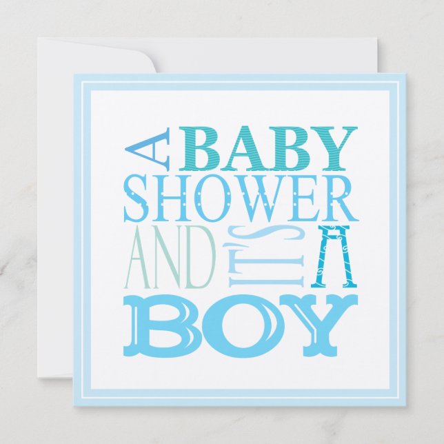 Es una invitación de un chico de Baby Shower (Anverso)