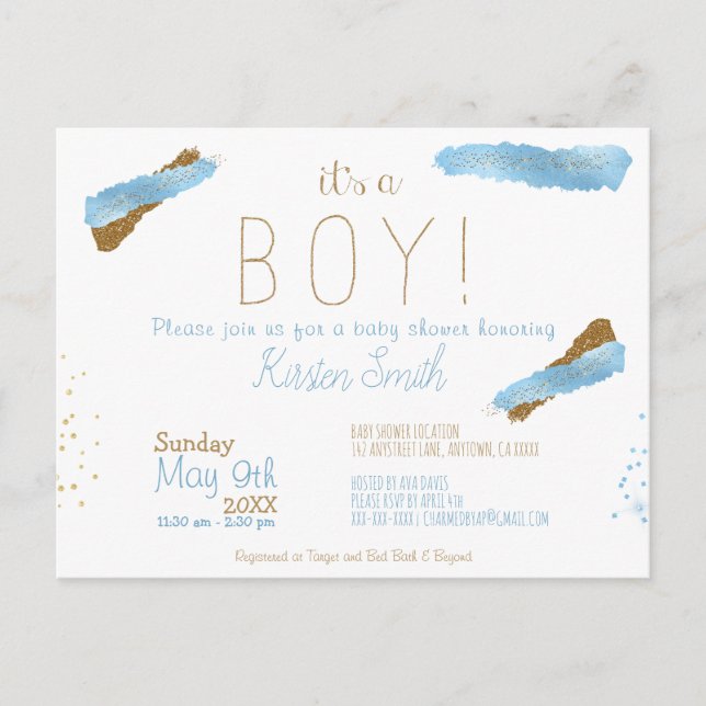 Es una invitación de un niño a Baby Shower (Anverso)