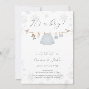 Es una invitación de un niño a Baby Shower en invi
