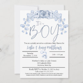 Es una invitación de un niño a Baby Shower, floral