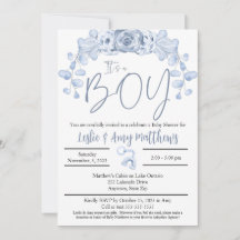 Es una invitación de un niño a Baby Shower, floral