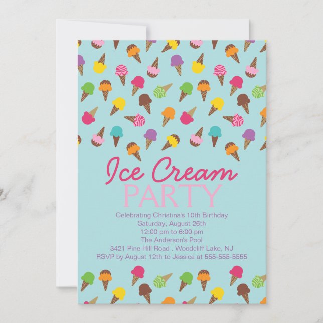 Es una invitación del fiesta del helado del verano (Anverso)