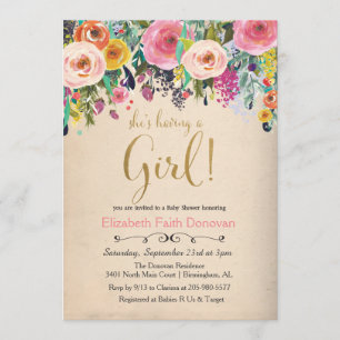 Es una invitación para baby shower de niña