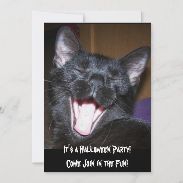Es una invitación para un gato de fiesta de Hallow (Anverso)