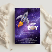 Es una invitación para una ducha de bebé con cohet