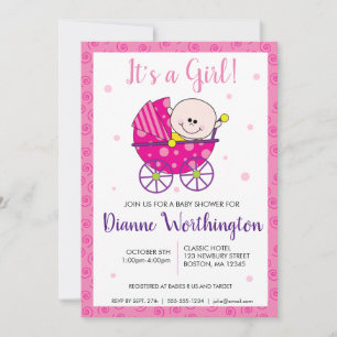 Es una invitación para una fiesta de bebé niña