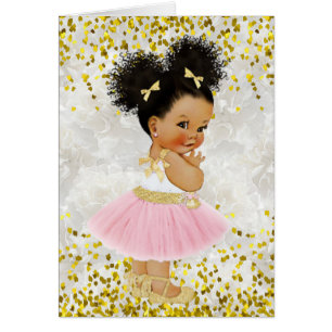 Es una niña Afro Puffs Baby Ballerina Baby Shower
