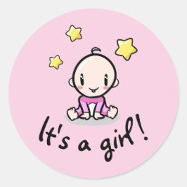 ¡Es una niña!, bebé recién nacida, pegatina redond