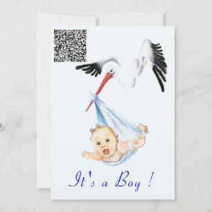 Es una niña cigüeña bebé ducha invitación código Q