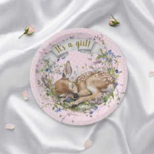 Es una niña Cumpleaños de bebé Bosque Platos de pa