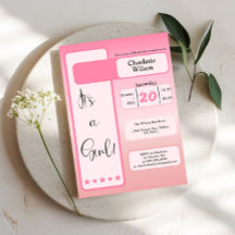 ¡Es una niña! Gradiente Rosa Invitación de Cumplea
