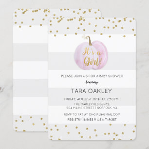 Es una niña Invitación de Baby Shower de calabaza 