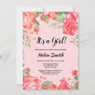 Es una niña Invitación de Baby Shower Floral Púrpu