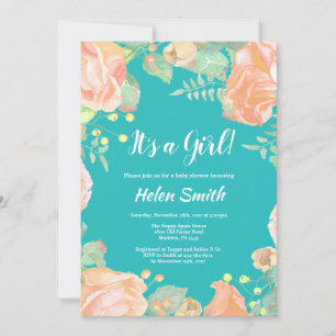 Es una niña Invitación de Baby Shower Floral Rosa