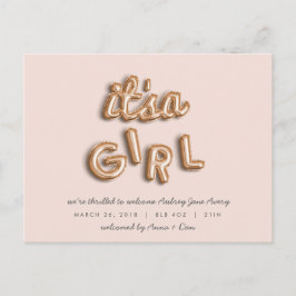 ¡Es una niña! Tarjeta postal rosa dorado/ROSA.