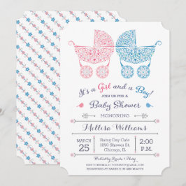 ¡Es una niña y un niño! Invitación para baby showe