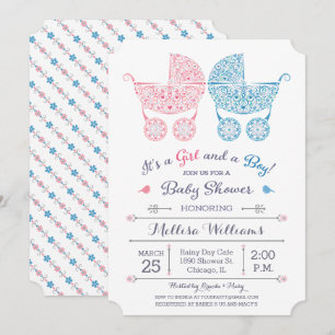 ¡Es una niña y un niño! Invitación para baby showe
