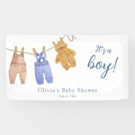 Es una pancarta de Baby Shower de Boy Blue