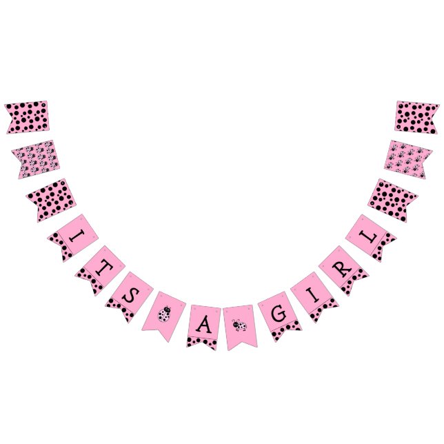 Es una pancarta de Baby Shower de Chica y insecto  (Todo)