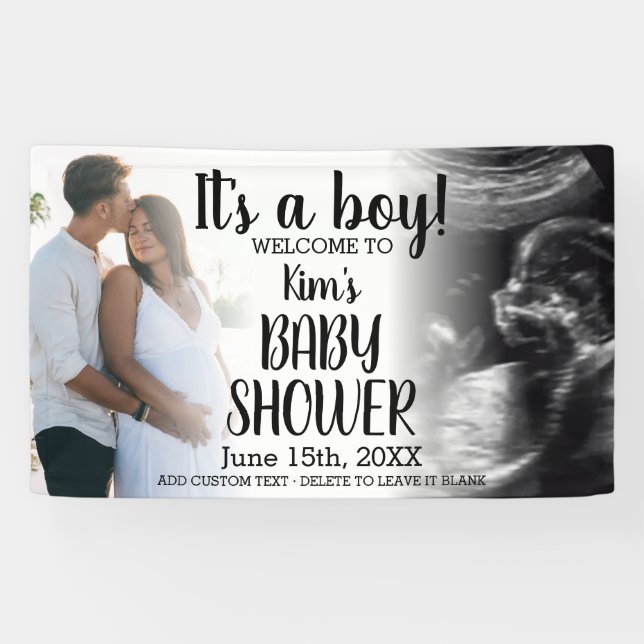 Es una pancarta de Baby Shower moderna para niños (Horizontal)