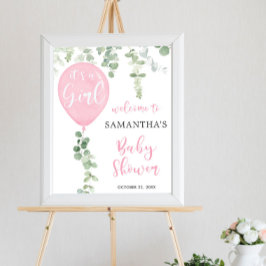 Es una señal de bienvenida de un globo rosa chica