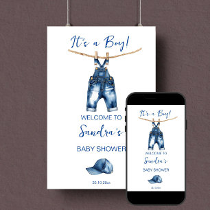 Es una señal de bienvenida para un niño jeans azul