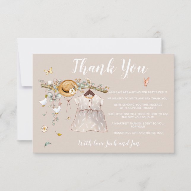 Es una tarjeta Chica Baby Shower Gracias (Anverso)