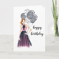 Es una tarjeta de cumpleaños ilustrada de moda Fie