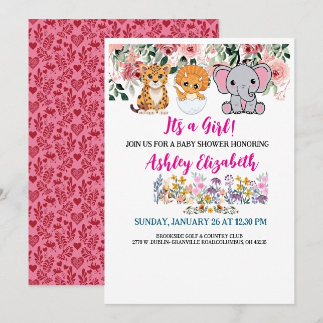 Es una tarjeta de invitación a la ducha de bebé li (Anverso / Reverso)