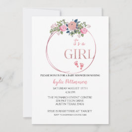 Es una tarjeta de invitación de Baby Shower floral