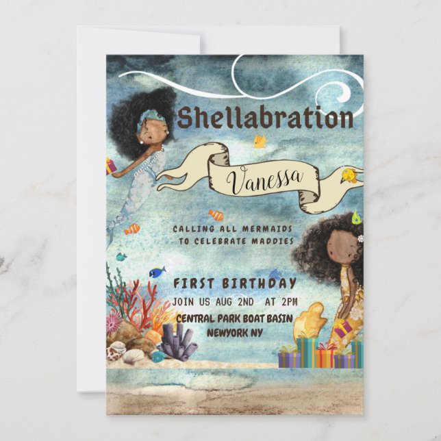 Es una tarjeta de invitación de cumpleaños de Shel (Anverso)