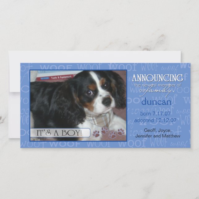 Es una tarjeta fotográfica de Mascota - niño (Anverso)