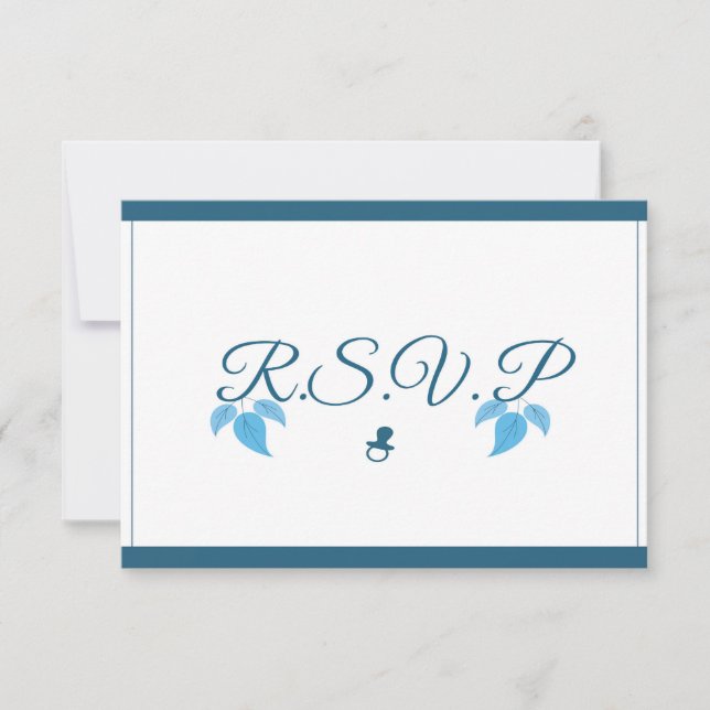 Es una tarjeta RSVP para un chico Baby Shower (Anverso)