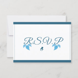 Es una tarjeta RSVP para un chico Baby Shower