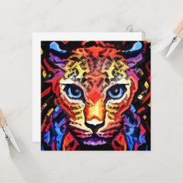 Esa Tarjeta Plana con la Mirada Colorida de Leopar