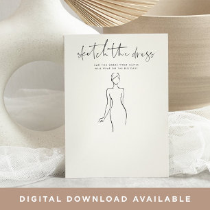 Esbozar la tarjeta de juego Dress Printable Bridal