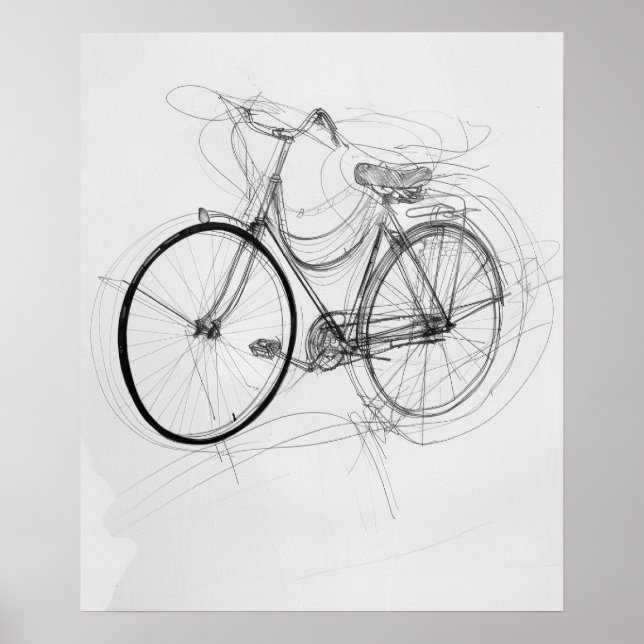 Esbozo de bicicleta arte moderno de línea minimali (Frente)