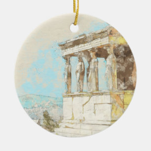 Esbozo de color vintage Atenas Ornamento de Grecia