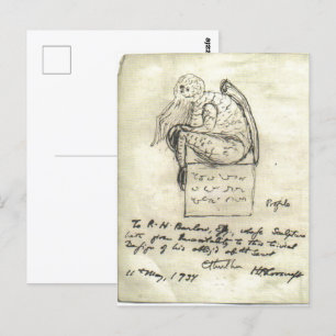 Esbozo de Cthulhu por postal de Lovecraft